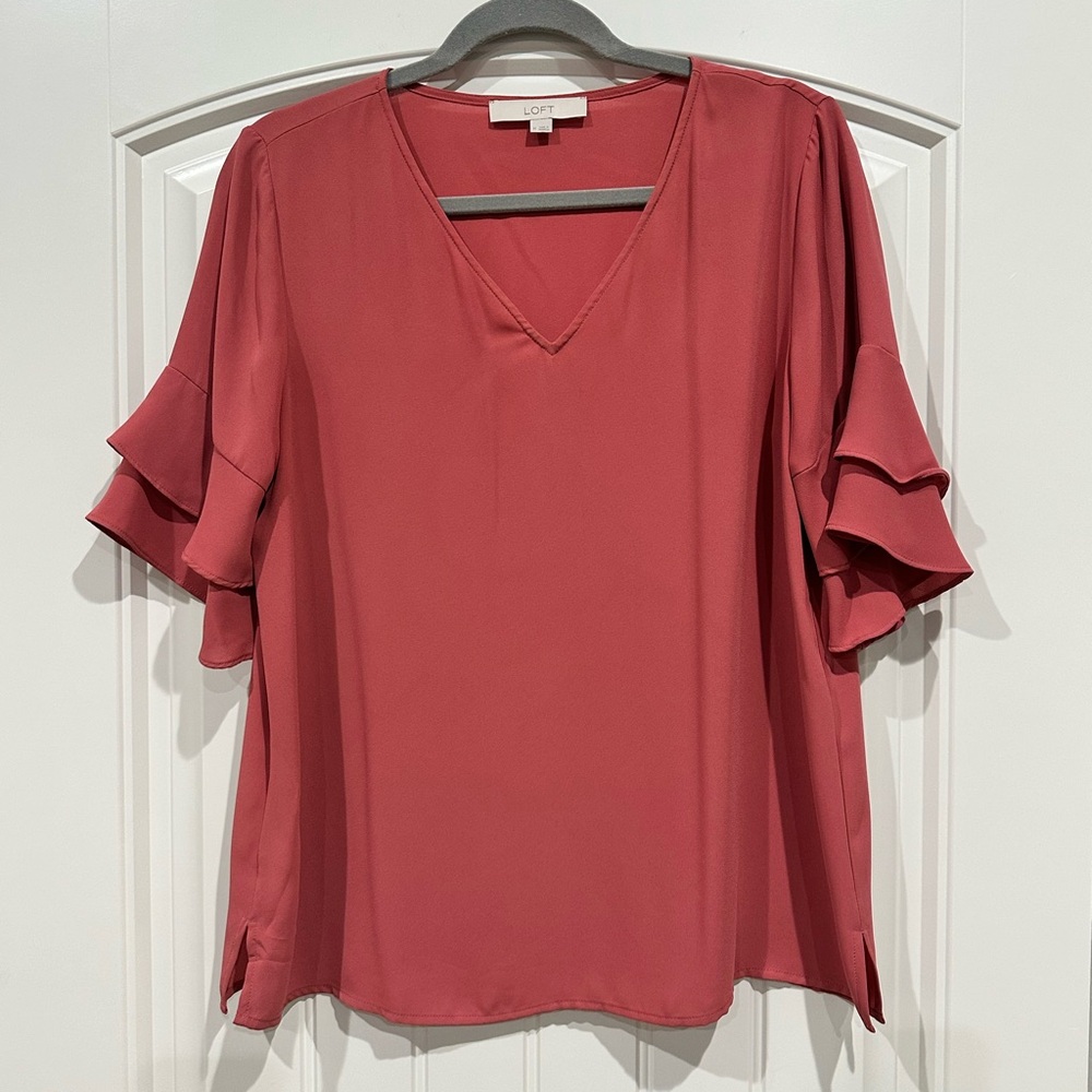 LOFT Women's Ruffle Sleeve Blouse